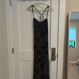 Black Zebra-Print Slip Dress - Women